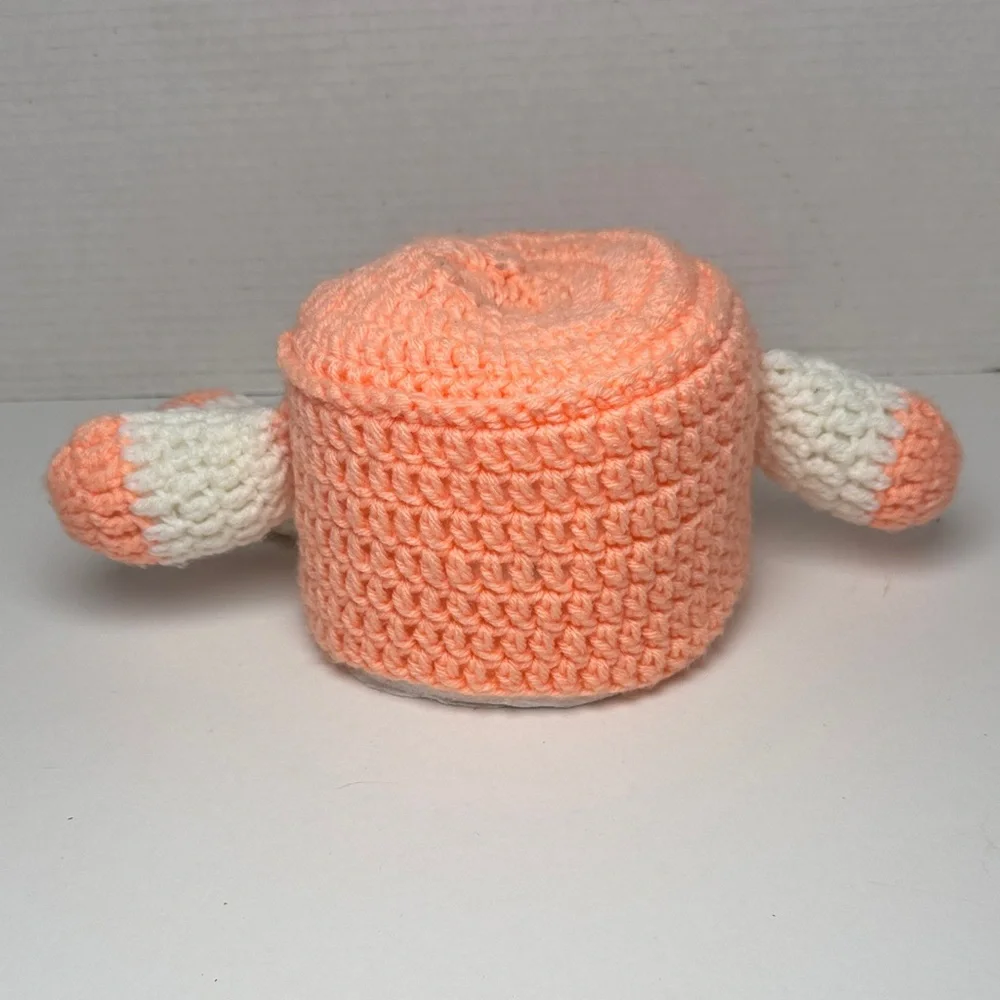 Toilet Paper Cozy - Crochet Plush Toy - Pink White Kitsch Decor Collectable‎